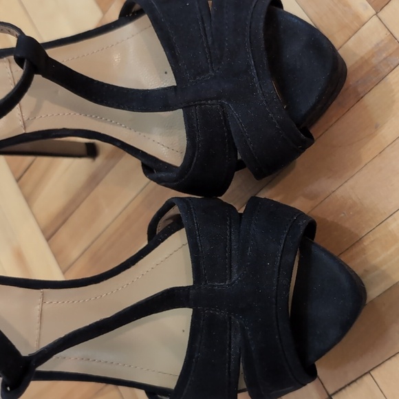 Zara suede platform 5" heel T strap sandals size 38 - Picture 7 of 13